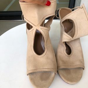 Aquazurra Beige Peep-Toe Ankle Boot